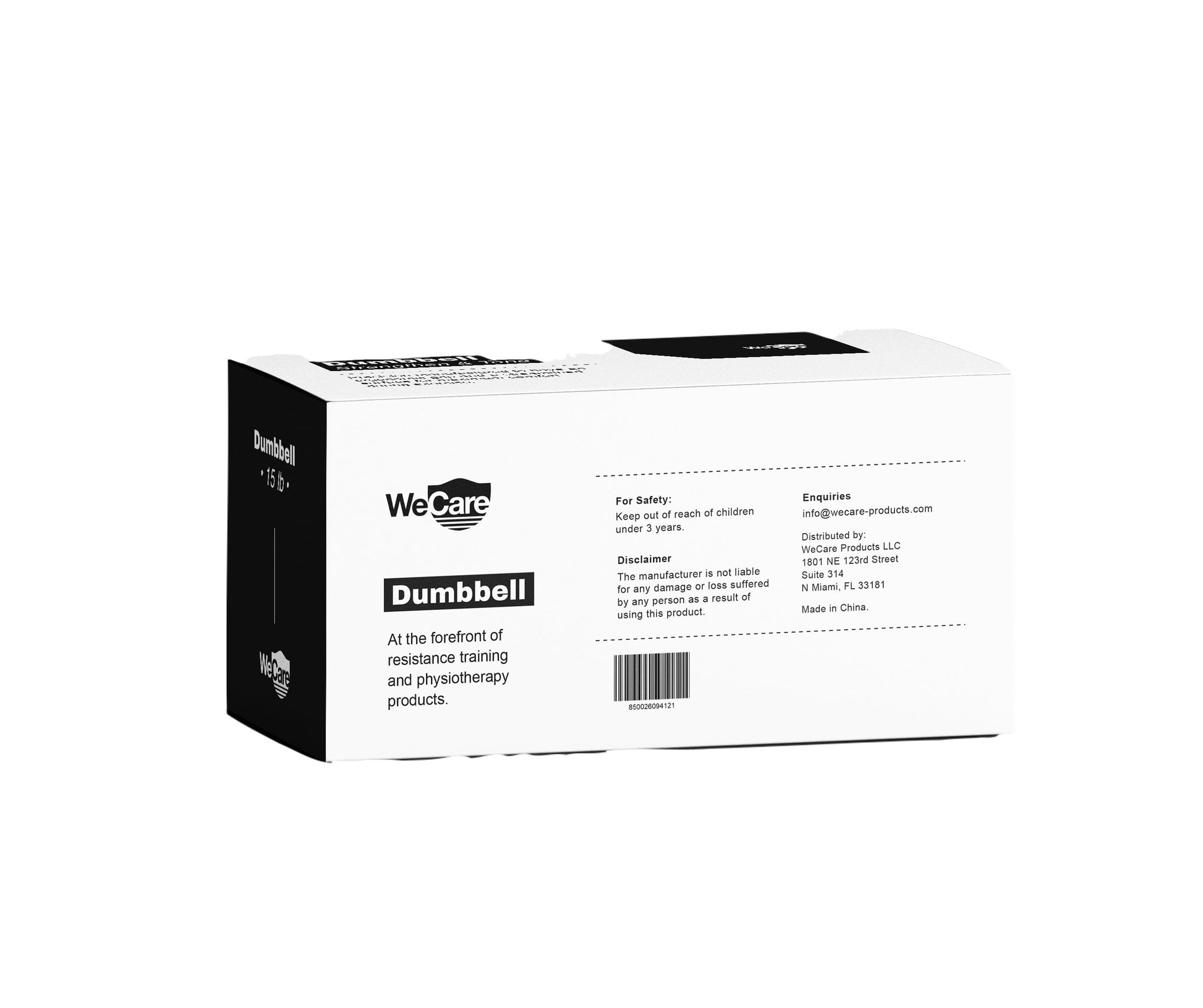 Fitness, 15Lb Neoprene Dumbbell, Pair - Black
